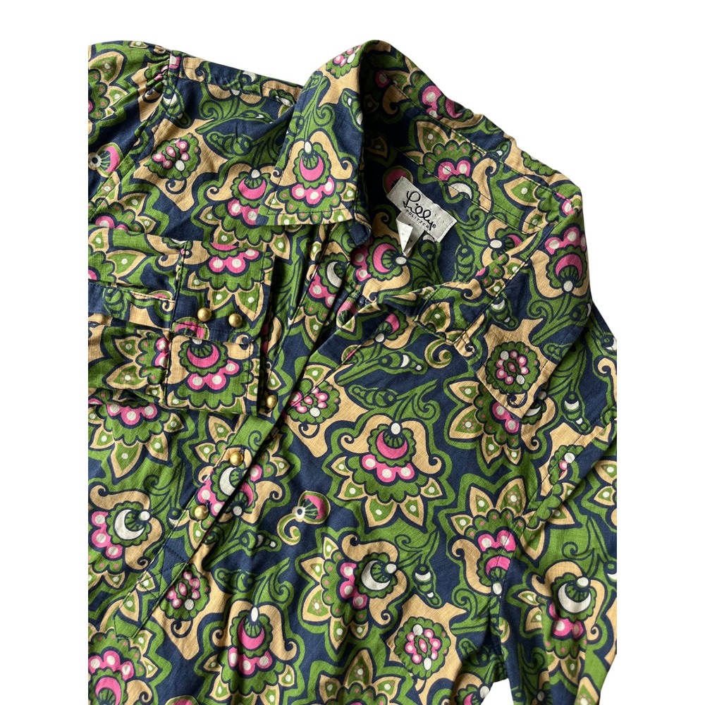 Lilly Pulitzer Women's Nutty professor Shirt 6 Floral Print Long Sleeve paisley